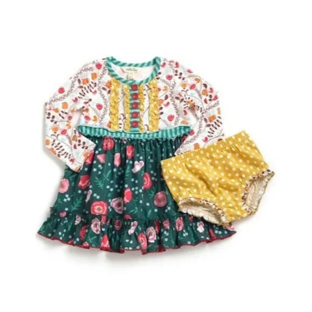 Matilda Jane Long Ago Dress with Diaper Cover Size 18-24 Months